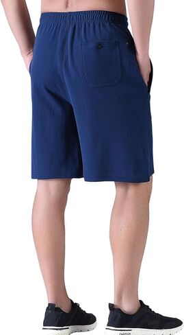 Zoulee Men's 9-inch Loose-Fit Cotton Sports Shorts with Front Fly and Zippered Pockets in Kuwait