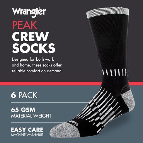 Wrangler - جوارب Peak Mens Crew - جوارب طويلة نصف وسادة للرجال in Kuwait