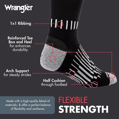 Wrangler - جوارب Peak Mens Crew - جوارب طويلة نصف وسادة للرجال in Kuwait