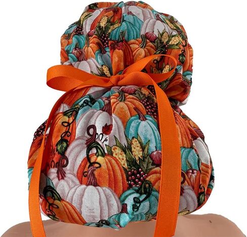 Bouffant Medical Cap – Autumn Vintage Pumpkins - Sweatband Ponytail Pouch Tie Back in Saudi Arabia