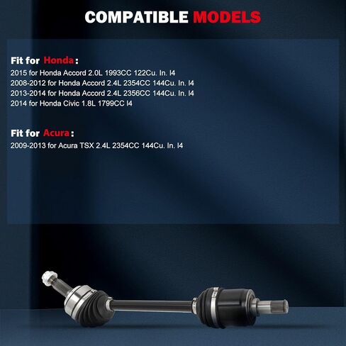 CCIYU 66-4250 الأمامية اليسرى محور محور محور ACURA لـ TSX 2009-2013 ، لـ Honda for Accord 2008-2014 ، Honda for Civic 2014 (1 Pack) in Saudi Arabia
