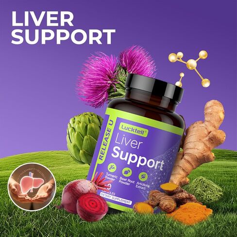Liver Support Supplement – Liver Cleanse Detox & Repair with Milk Thistle, Turmeric, Dandelion & Artichoke Support | 7-in-1 Herbal Formula Protect Liver | 60 Capsules, 30-Day Supply, Made in USA in Kuwait