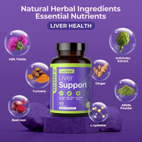 Liver Support Supplement – Liver Cleanse Detox & Repair with Milk Thistle, Turmeric, Dandelion & Artichoke Support | 7-in-1 Herbal Formula Protect Liver | 60 Capsules, 30-Day Supply, Made in USA in Kuwait