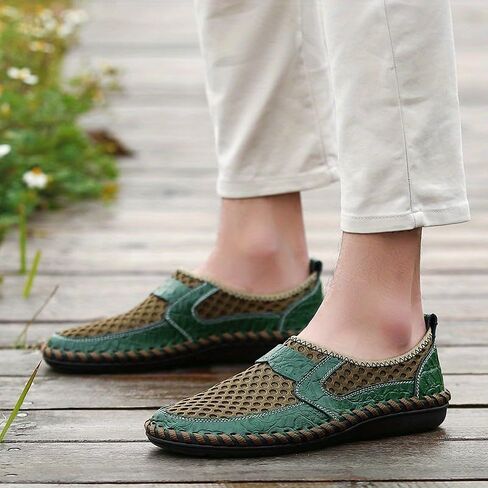 Men's Breathable Mesh Slip-On Loafer Shoes, Wear-Resistant Non-Slip Outdoor Shoes for Hiking, Spring and Summer Plus Size in Saudi Arabia