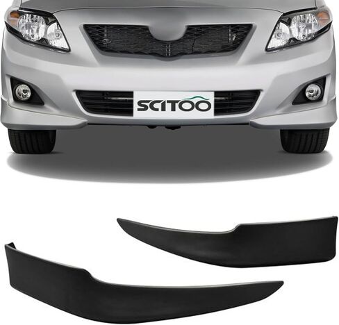 Scitoo 2PCS الأمامية المصد قدم الشفة المتوافقة مع 2009 2010 لتويوتا ل Corolla الأمامي السفلي السد الأسود (ABS) سد هواء بلاستي in Saudi Arabia