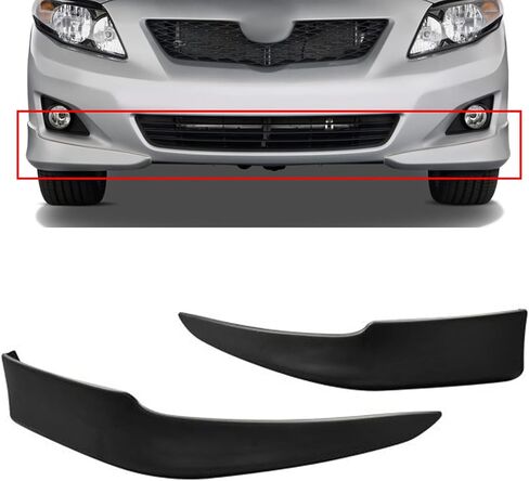 Scitoo 2PCS الأمامية المصد قدم الشفة المتوافقة مع 2009 2010 لتويوتا ل Corolla الأمامي السفلي السد الأسود (ABS) سد هواء بلاستي in Saudi Arabia