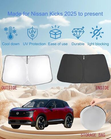 تم تصميمه بدقة لعام 2025 نيسان ركلات Sunshade 99 ٪ UV حظر الركلات الإكسسوارات الزجاج الأمامي الظلال المخصصة لتصميم وتصميم معتمد من OEM in Saudi Arabia