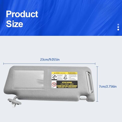 Driver Left Side Sun Visor Replacement Compatible with Tacoma 2005-2015, Sunshade with Light, Part Number 7432004210B0 Gray in Saudi Arabia