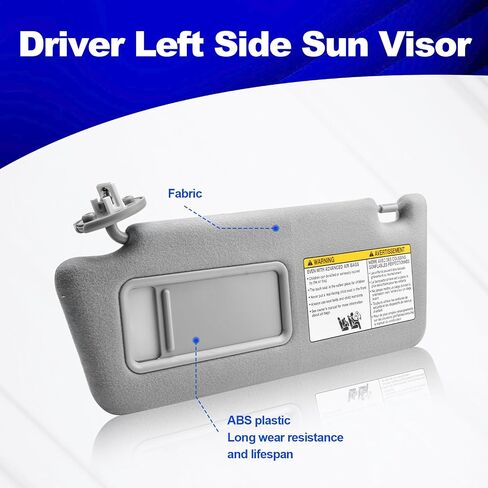 Driver Left Side Sun Visor Replacement Compatible with Tacoma 2005-2015, Sunshade with Light, Part Number 7432004210B0 Gray in Saudi Arabia