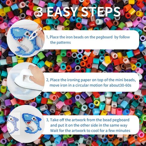 ARTKAL Fuse Beads Kit 72 Colors 22,000 Melty Beads Kit, 5mm Iron Beads Kit with 4 Pegboards 102 Patterns 2 Tweezers 2 Large Ironing Paper, for Christmas Birthday Holiday New Year Gift in Kuwait