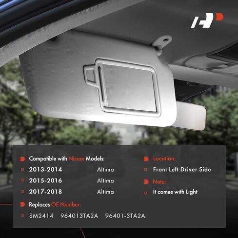 A-Premium Driver Left Side Sun Sungor متوافق مع Nissan Altima 2013-2018-مع ضوء الغرور ، مع مرآة الغرور ، اللون البيج-يحل محل 96401-3TA2A ، 964013T2A in Kuwait
