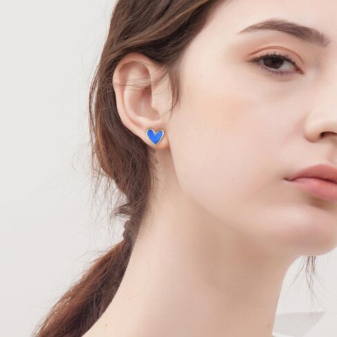 الأزرق الأزرق الأزرق عن أقراط للنساء اللطيفات الفضية الفضية الجنيه الذهب المطلي بالذهب مطلي بالقصور الناقص المصنوع من الأزرار الصغيرة in Kuwait