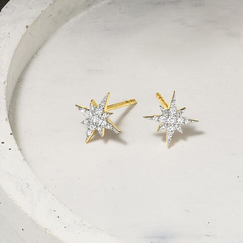مجموعة نقية من قبل روس سايمونز 0.15 CT. T.W. أقراط مسمار الماس النجمة الذهب الأصفر 14 كيلو بايت in Kuwait