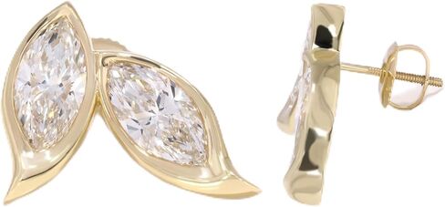 4.00 Carat E-F/VVS-VS Marquise Moissanite Stylist Earring With Screw Back Made in Solid Gold in Kuwait