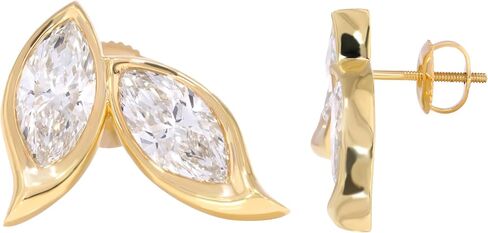 4.00 Carat E-F/VVS-VS Marquise Moissanite Stylist Earring With Screw Back Made in Solid Gold in Kuwait