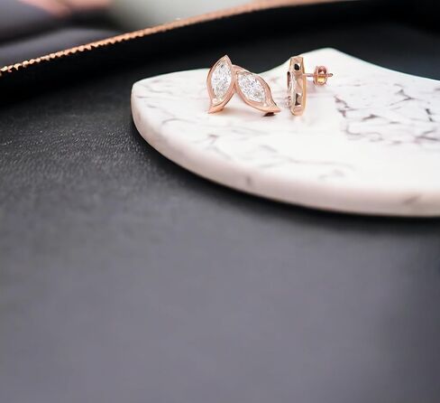 4.00 Carat E-F/VVS-VS Marquise Moissanite Stylist Earring With Screw Back Made in Solid Gold in Kuwait