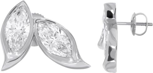 4.00 Carat E-F/VVS-VS Marquise Moissanite Stylist Earring With Screw Back Made in Solid Gold in Kuwait
