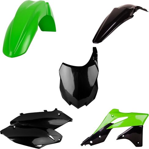 Polisport Motocross (MX) مجموعة البلاستيك المتماثلة لـ Kawasaki KX 250F (2013-16)-جودة OEM ، متينة ، مرنة ومثالية-أخضر/أسود in Kuwait