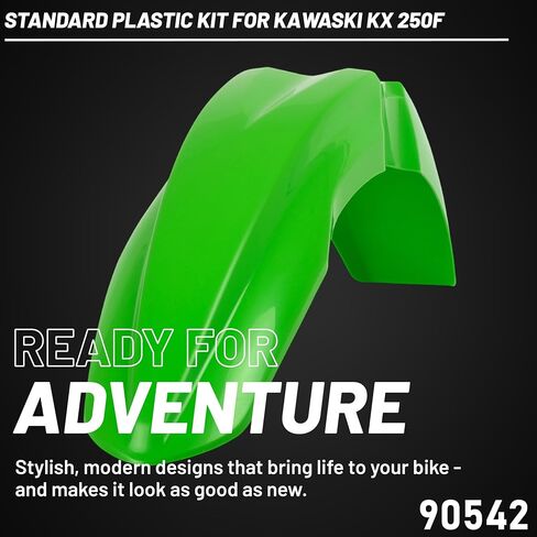 Polisport Motocross (MX) مجموعة البلاستيك المتماثلة لـ Kawasaki KX 250F (2013-16)-جودة OEM ، متينة ، مرنة ومثالية-أخضر/أسود in Kuwait