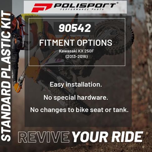 Polisport Motocross (MX) مجموعة البلاستيك المتماثلة لـ Kawasaki KX 250F (2013-16)-جودة OEM ، متينة ، مرنة ومثالية-أخضر/أسود in Kuwait