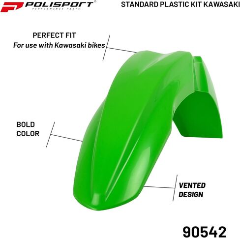 Polisport Motocross (MX) مجموعة البلاستيك المتماثلة لـ Kawasaki KX 250F (2013-16)-جودة OEM ، متينة ، مرنة ومثالية-أخضر/أسود in Kuwait