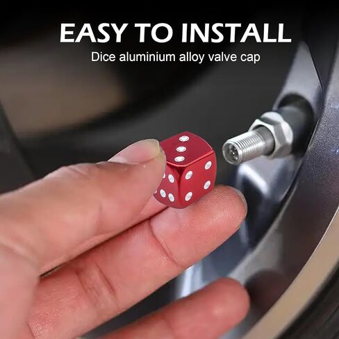 4PCS Dice Tire Valve Stem Caps, Aluminium Alloy Valve Stem Covers, Universal Anti-Leakage Dustproof Tire Air Cap, for Car, SUV, Truck, Bike, Motorcycles (Red) in Kuwait