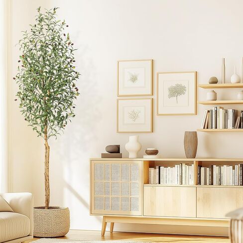 Artificial Olive Tree 5ft,Faux Plant with White Pot, Floor Fake Plants with Natural Wood Trunk and Fruits, Artificial Trees Indoor for Home Decor in Saudi Arabia