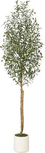 Artificial Olive Tree 5ft,Faux Plant with White Pot, Floor Fake Plants with Natural Wood Trunk and Fruits, Artificial Trees Indoor for Home Decor in Saudi Arabia