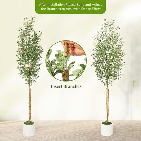 Artificial Olive Tree 5ft,Faux Plant with White Pot, Floor Fake Plants with Natural Wood Trunk and Fruits, Artificial Trees Indoor for Home Decor in Saudi Arabia
