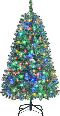 Yaheetech 6ft Spruce Pre-Lit Congrich Tree Tree Tree مع 300 مصابيح LED متعددة الألوان و 818 نصائح الفرع والمعادن للمنزل ، المكتب ، الديكور الحفلات ، الأخضر in Saudi Arabia