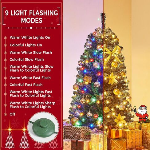 Yaheetech 6ft Spruce Pre-Lit Congrich Tree Tree Tree مع 300 مصابيح LED متعددة الألوان و 818 نصائح الفرع والمعادن للمنزل ، المكتب ، الديكور الحفلات ، الأخضر in Saudi Arabia