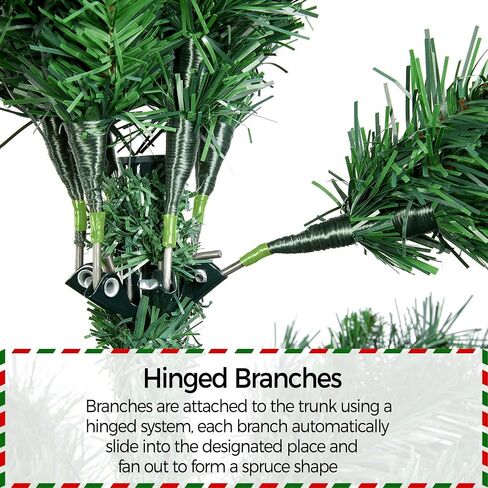 Yaheetech 6ft Spruce Pre-Lit Congrich Tree Tree Tree مع 300 مصابيح LED متعددة الألوان و 818 نصائح الفرع والمعادن للمنزل ، المكتب ، الديكور الحفلات ، الأخضر in Saudi Arabia