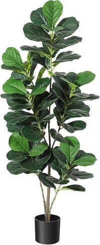 6FT Fiddle Leaf Fig Artificial Tree Faux Floor Plant with Black Planter Pot, Potted Fake Fiddle Leaf Fig Tree for Indoor Outdoor Home Office Decor in Saudi Arabia