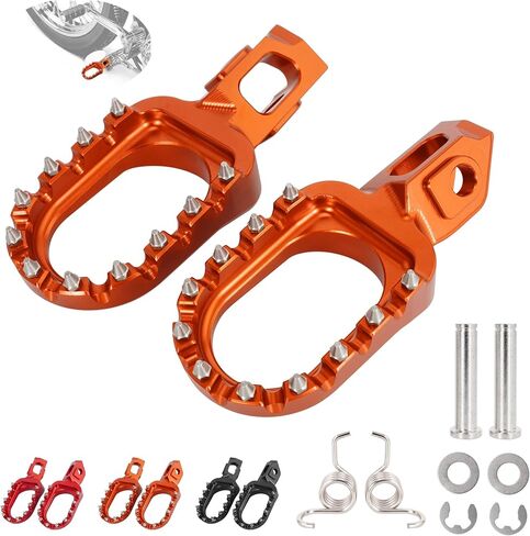RUTU Dirt Bike Foot Pegs CNC Anti-Skid Pedals Rests Compatible with Most Dirt Bike 125-530 SX SXF XC XCF 2016-2025 TE150 FE501 FS450 TC250 TX125 FX300 18-23 Footpegs,Orange in Saudi Arabia