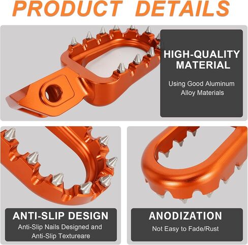 RUTU Dirt Bike Foot Pegs CNC Anti-Skid Pedals Rests Compatible with Most Dirt Bike 125-530 SX SXF XC XCF 2016-2025 TE150 FE501 FS450 TC250 TX125 FX300 18-23 Footpegs,Orange in Saudi Arabia