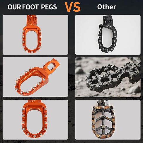 RUTU Dirt Bike Foot Pegs CNC Anti-Skid Pedals Rests Compatible with Most Dirt Bike 125-530 SX SXF XC XCF 2016-2025 TE150 FE501 FS450 TC250 TX125 FX300 18-23 Footpegs,Orange in Saudi Arabia