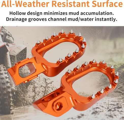 RUTU Dirt Bike Foot Pegs CNC Anti-Skid Pedals Rests Compatible with Most Dirt Bike 125-530 SX SXF XC XCF 2016-2025 TE150 FE501 FS450 TC250 TX125 FX300 18-23 Footpegs,Orange in Saudi Arabia