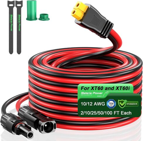 12AWG 10FT XT60 Solar Cable, XT60 Extension Charge Extension Cable with Solar Connectors Caps, Combined Wire Solar Panel Connector to XT60 Adapter Cable for Portable Power Station in Kuwait