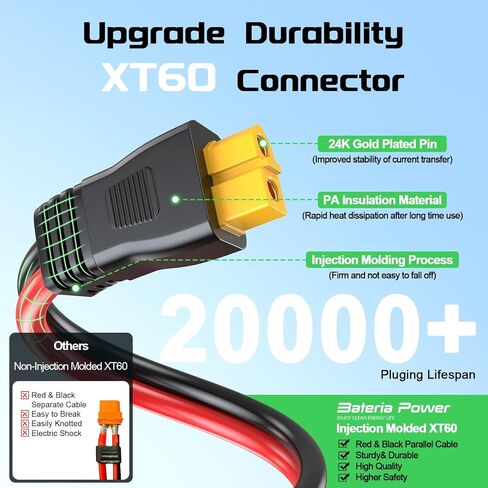 12AWG 10FT XT60 Solar Cable, XT60 Extension Charge Extension Cable with Solar Connectors Caps, Combined Wire Solar Panel Connector to XT60 Adapter Cable for Portable Power Station in Kuwait
