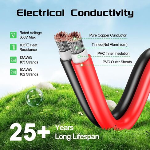 12AWG 10FT XT60 Solar Cable, XT60 Extension Charge Extension Cable with Solar Connectors Caps, Combined Wire Solar Panel Connector to XT60 Adapter Cable for Portable Power Station in Kuwait