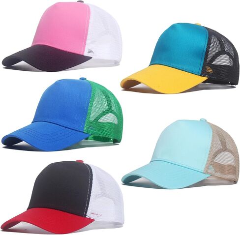 5 حزمة تسامي قبعات شاحنة فارغة ، شبكات البيسبول قبعات كبيرة لتصنيع DIY قبعة Snapback عادية ، ألوان متنوعة in Kuwait