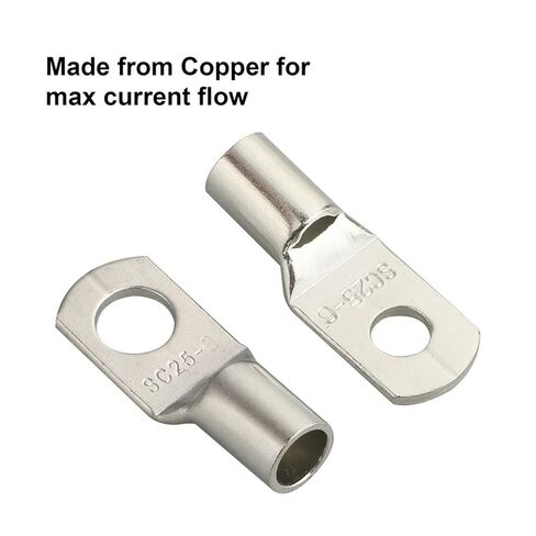 100pcs SC6-SC25 Tinned Copper Ring Bare Crimp Terminal Lug Battery Electric Welding Wire Connector Set SC6-6 16-8 Automotive in Kuwait