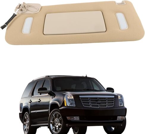 Gray Driver Side Sun Visor with Mirror Replacement for Escalade Suburban Avalanche Tahoe Silverado Sierra Yukon XL 2007-2014 22850306 in Saudi Arabia