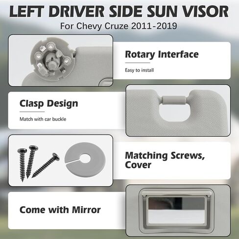 Driver Sun Left Sun متوافق مع Chevy Cruze 2011-2019 ، رقم الاستبدال 95034256 95034253 84126667 84126658 (جانب السائق الأيسر) in Saudi Arabia