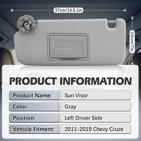 Driver Sun Left Sun متوافق مع Chevy Cruze 2011-2019 ، رقم الاستبدال 95034256 95034253 84126667 84126658 (جانب السائق الأيسر) in Saudi Arabia