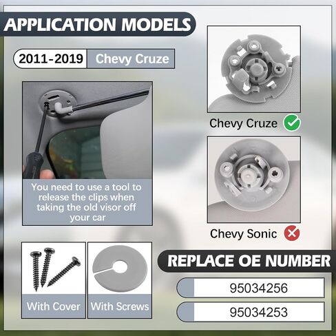 Driver Sun Left Sun متوافق مع Chevy Cruze 2011-2019 ، رقم الاستبدال 95034256 95034253 84126667 84126658 (جانب السائق الأيسر) in Saudi Arabia