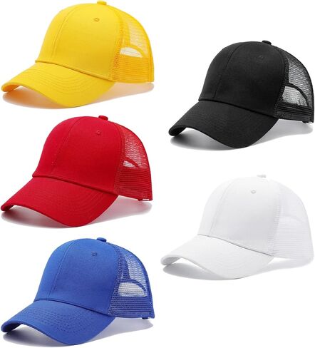 5 حزمة تسامي قبعات شاحنة فارغة ، شبكات البيسبول قبعات كبيرة لتصنيع DIY قبعة Snapback عادية ، ألوان متنوعة in Kuwait