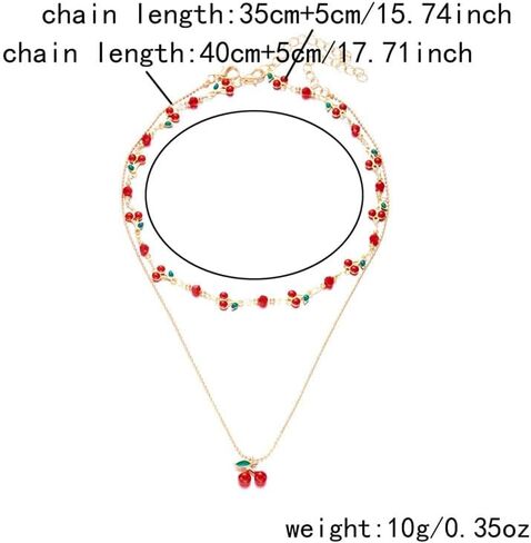 Cherry Necklace Bracelet Set for Women Dainty Gold Cherry Bracelet and Necklace Jewelry Set Cute Fruit 3D Charm Necklaces Summer Beach Jewelry Gifts in Saudi Arabia