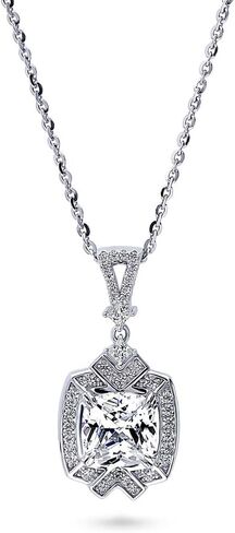 Berricle Sterling Silver Arrow Zirconia CZ CZ Halo Mashion Necklace and Accoring for Women ، Rhodium Plated in Saudi Arabia