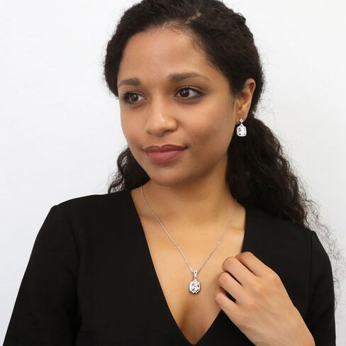 Berricle Sterling Silver Arrow Zirconia CZ CZ Halo Mashion Necklace and Accoring for Women ، Rhodium Plated in Saudi Arabia